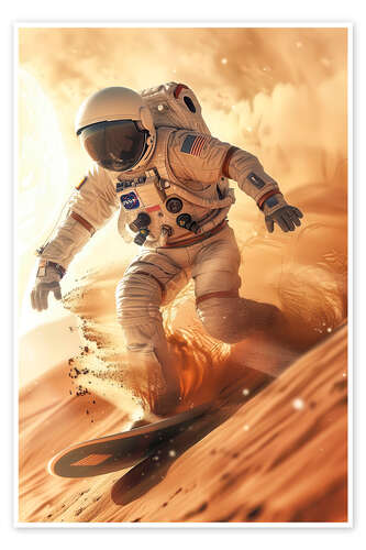 Poster Astronaut Snowboarder