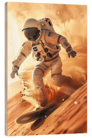 Cuadro de madera Astronaut Snowboarder
