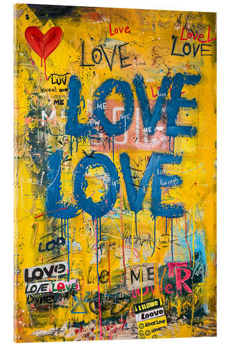 Tableau en verre acrylique Love Graffiti