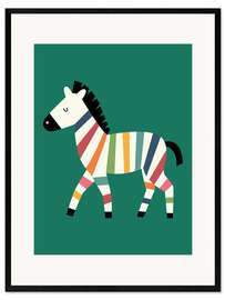 Gerahmter Kunstdruck Regenbogenzebra - Andy Westface