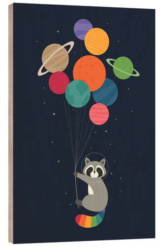 Trätavla Space Raccoon