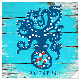 Naklejka na ścianę Blue octopus