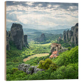 Wood print Meteora Monastery in Kalambaka, Greece - Jan Christopher Becke