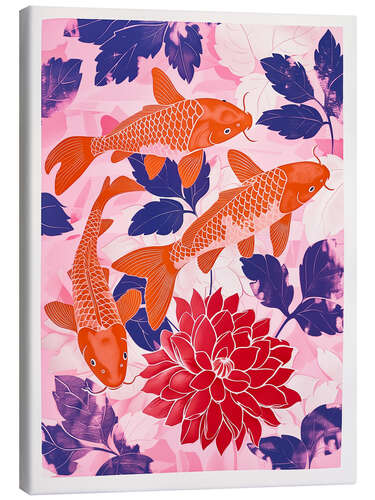 Canvas-taulu Orange Kois and Pink Dahlias