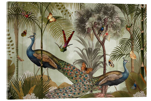 Akryylilasitaulu Exotic peacocks in the jungle I