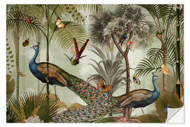 Naklejka na ścianę Exotic peacocks in the jungle I