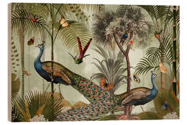 Obraz na drewnie Exotic peacocks in the jungle I