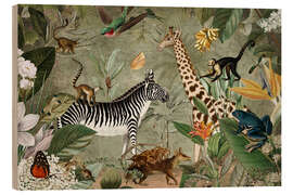 Wood print African animals in the wild jungle - UtArt