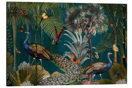 Quadro em alumínio Night in the exotic Peacock Jungle - UtArt