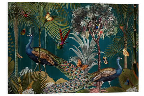 Quadro em PVC Night in the exotic Peacock Jungle