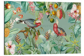 Quadro em alumínio Parrots in the exotic lush Jungle - UtArt