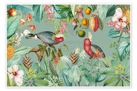 Wall print Parrots in the exotic lush Jungle - UtArt