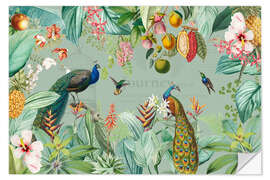 Naklejka na ścianę Exotic peacocks in the Jungle II