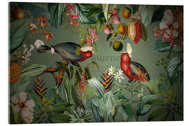 Obraz na szkle akrylowym Parrots in the Exotic Night Jungle