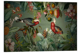 Quadro em alumínio Parrots in the Exotic Night Jungle