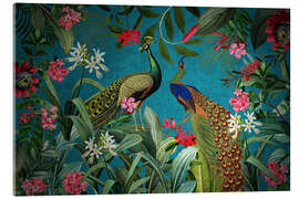 Acrylic print Radiant peacock in floral Jungle - UtArt