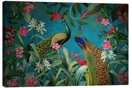 Quadro em tela Radiant peacock in floral Jungle - UtArt