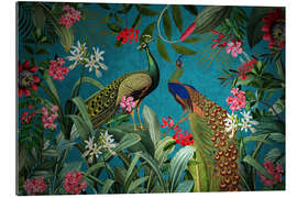 Gallery print Radiant peacock in floral Jungle