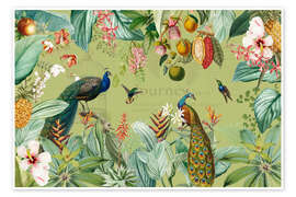 Wall print Exotic peacocks in the Jungle III - UtArt