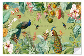 Naklejka na ścianę Exotic peacocks in the Jungle III
