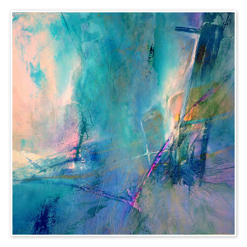 Poster Flying away - Turquoise meets rose