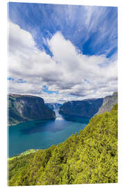 Stampa su vetro acrilico View from Stegastein over the Aurlandsfjord, Norway