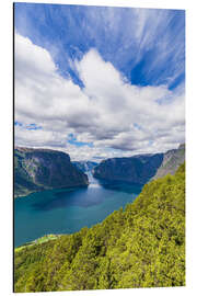 Tableau en aluminium View from Stegastein over the Aurlandsfjord, Norway - Rico Ködder