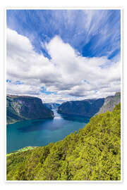 Wall print View from Stegastein over the Aurlandsfjord, Norway - Rico Ködder