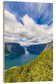 Obraz na drewnie View from Stegastein over the Aurlandsfjord, Norway