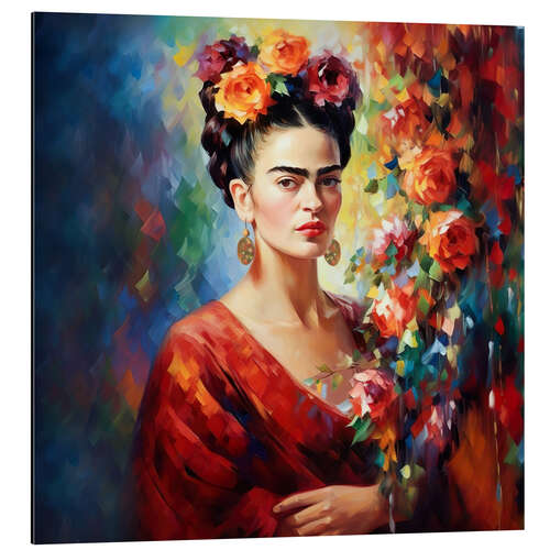 Aluminium print Frida Kahlo vintage portrait