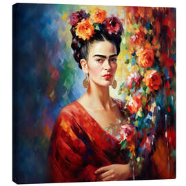 Tableau sur toile Frida Kahlo vintage portrait