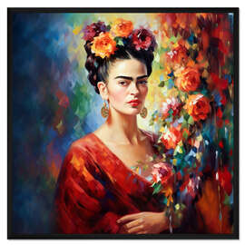 Gerahmter Kunstdruck Frida Kahlo Vintage-Porträt