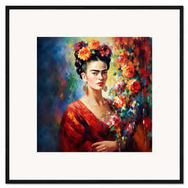 Gerahmter Kunstdruck Frida Kahlo Vintage-Porträt