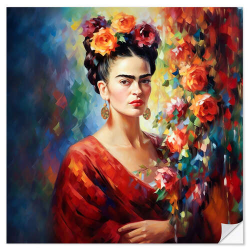 Sticker mural Frida Kahlo vintage portrait