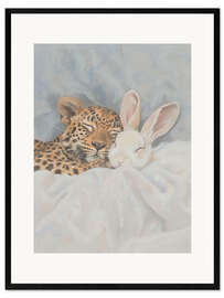 Gerahmter Kunstdruck Kleines Kaninchen und ein Leopardenbaby