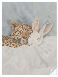 Sticker mural Little Rabbit and a Baby Leopard - Felipe Hora