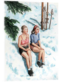 Akrylbilde Skiers Resting - Sarah Morrissette