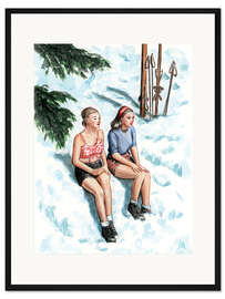 Gerahmter Kunstdruck Skifahrerinnen