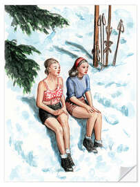 Wandsticker Skifahrerinnen