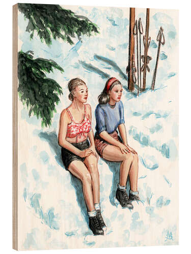 Obraz na drewnie Skiers Resting
