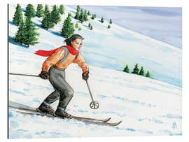 Alubild Abfahrtsskifahrerin