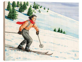 Obraz na drewnie Downhill skier