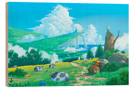 Wood print Relaxing in cozy nature - syntetyc