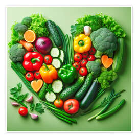 Poster Fresh vegetables in the shape of a heart - nobelart