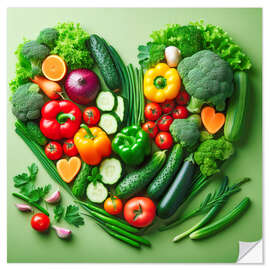 Vinilo para la pared Fresh vegetables in the shape of a heart - nobelart