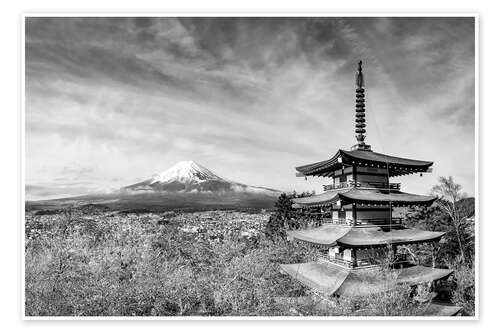 Poster Majestic Fuji with Chureito Pagoda