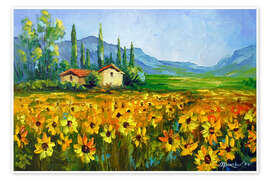 Póster Ranch and field of sunflowers - Olha Darchuk