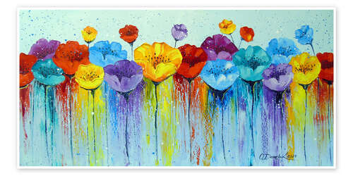 Poster Abstract colourful poppies