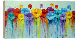Holzbild Abstrakte bunte Mohnblumen
