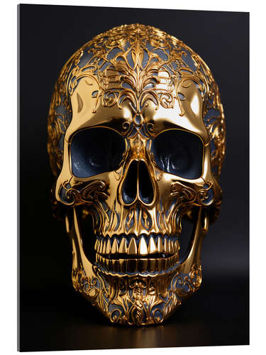 Quadro em acrílico Golden Skull